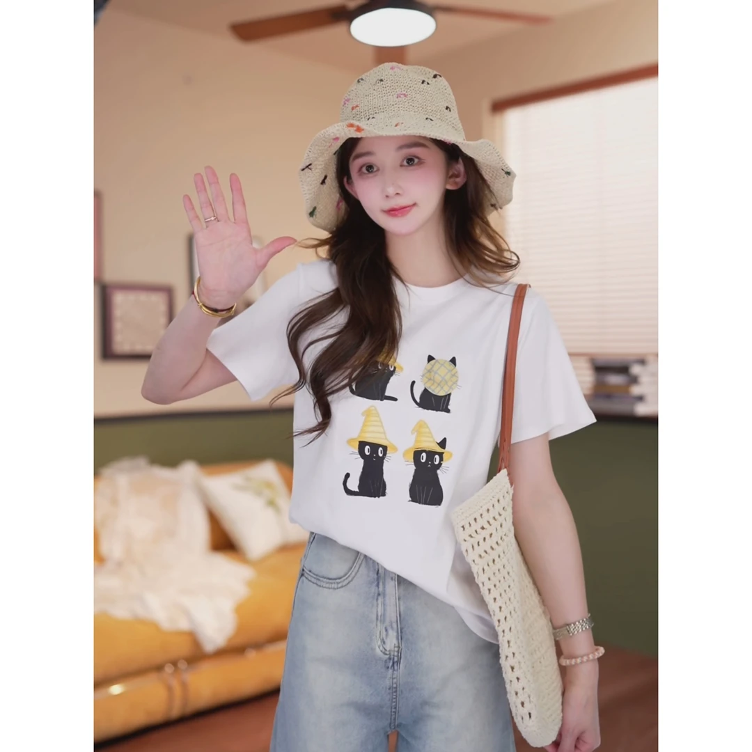 余紫绮【绽放旋律】欧若风 时尚百搭新款T恤女显瘦上衣ZO1217013