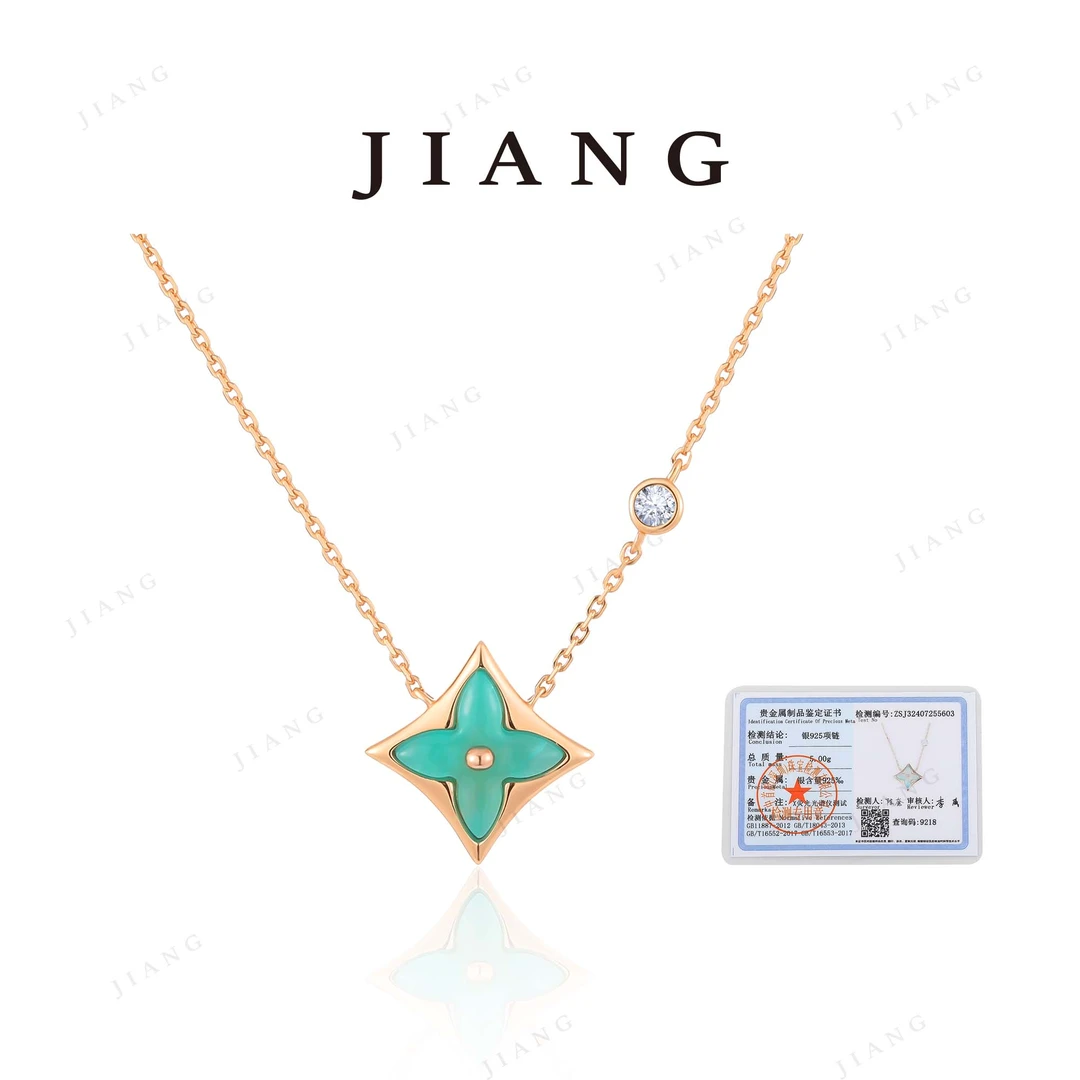 坠链均925银锆石 CNC精工 【勇气】薄荷绿项链P1246