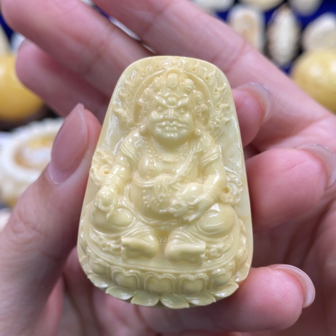 未镶嵌蜜蜡裸石琥珀蜜蜡黄财神吊坠