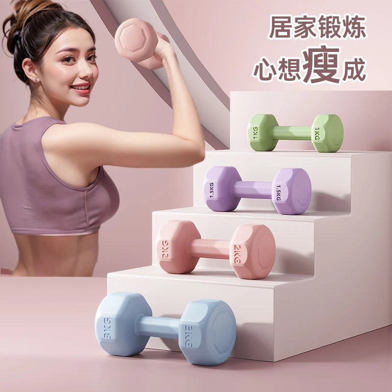 哑铃女士健身器材家用儿童包胶男士练臂肌壶铃瑜伽小哑铃套装组合