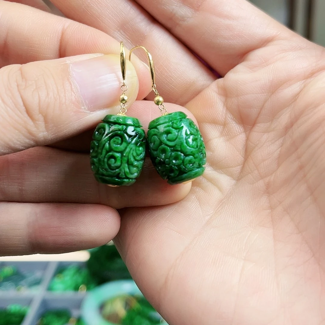 翡翠耳饰18K金镶嵌耳饰