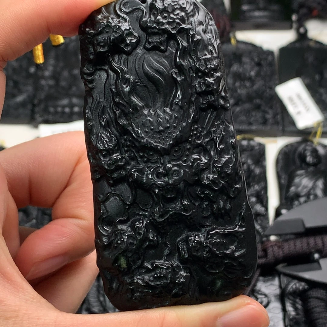 天然缅甸a货钢琴黑挂件