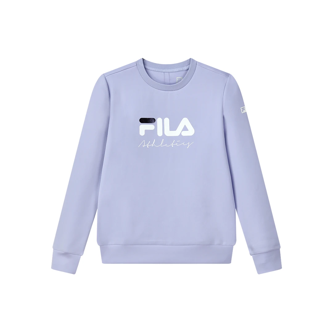 Fila/斐乐SP圆领印花长袖卫衣女士宽松套头卫衣上衣A61W511222A