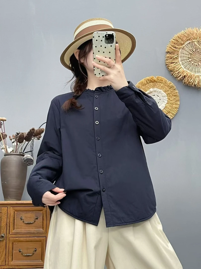 加厚木耳领时尚保暖加棉显瘦棉衣百搭加绒棉服棉袄秋冬休闲妈妈装