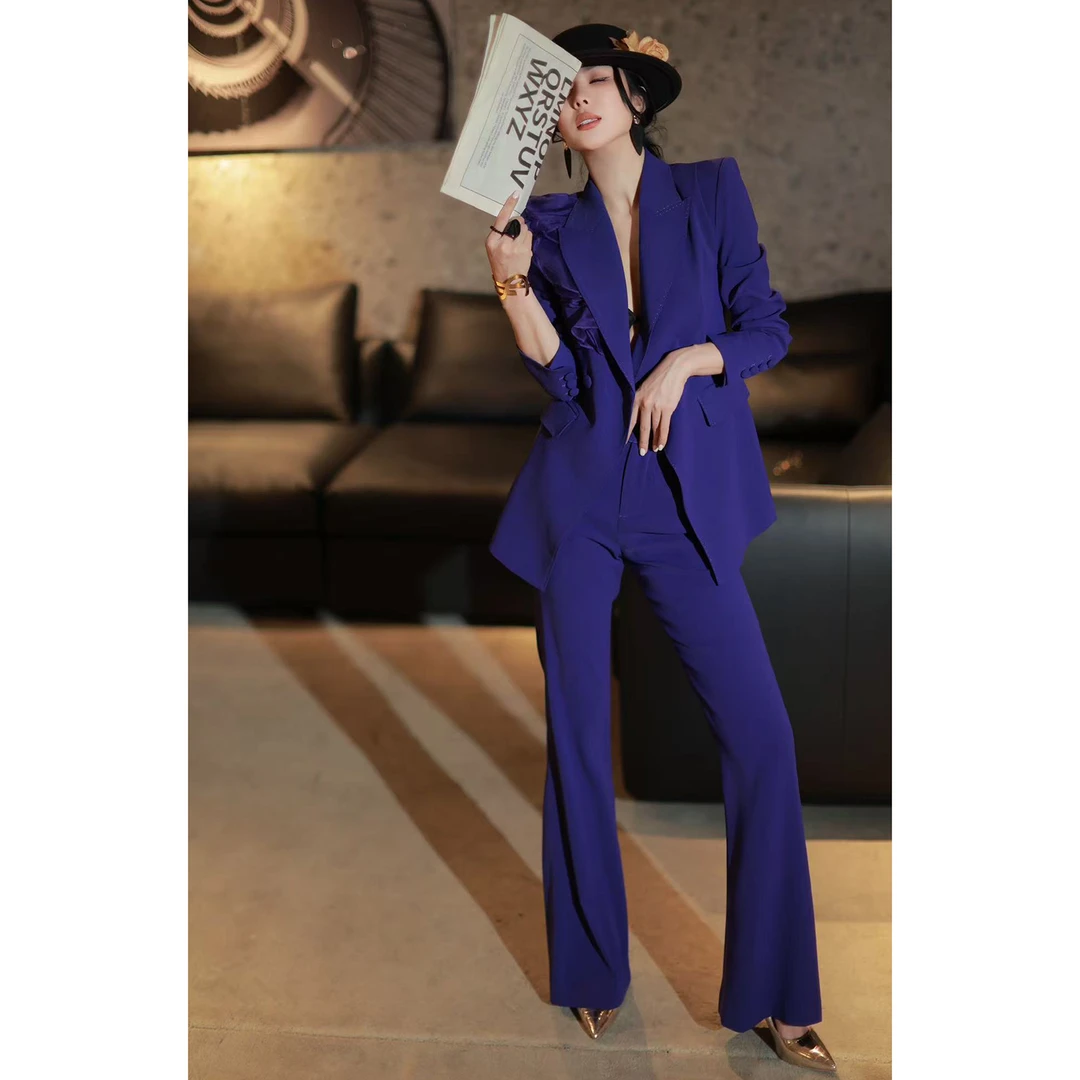 气质通勤职业套装2025初秋新款高端时尚西装搭配长裤时尚两件套潮