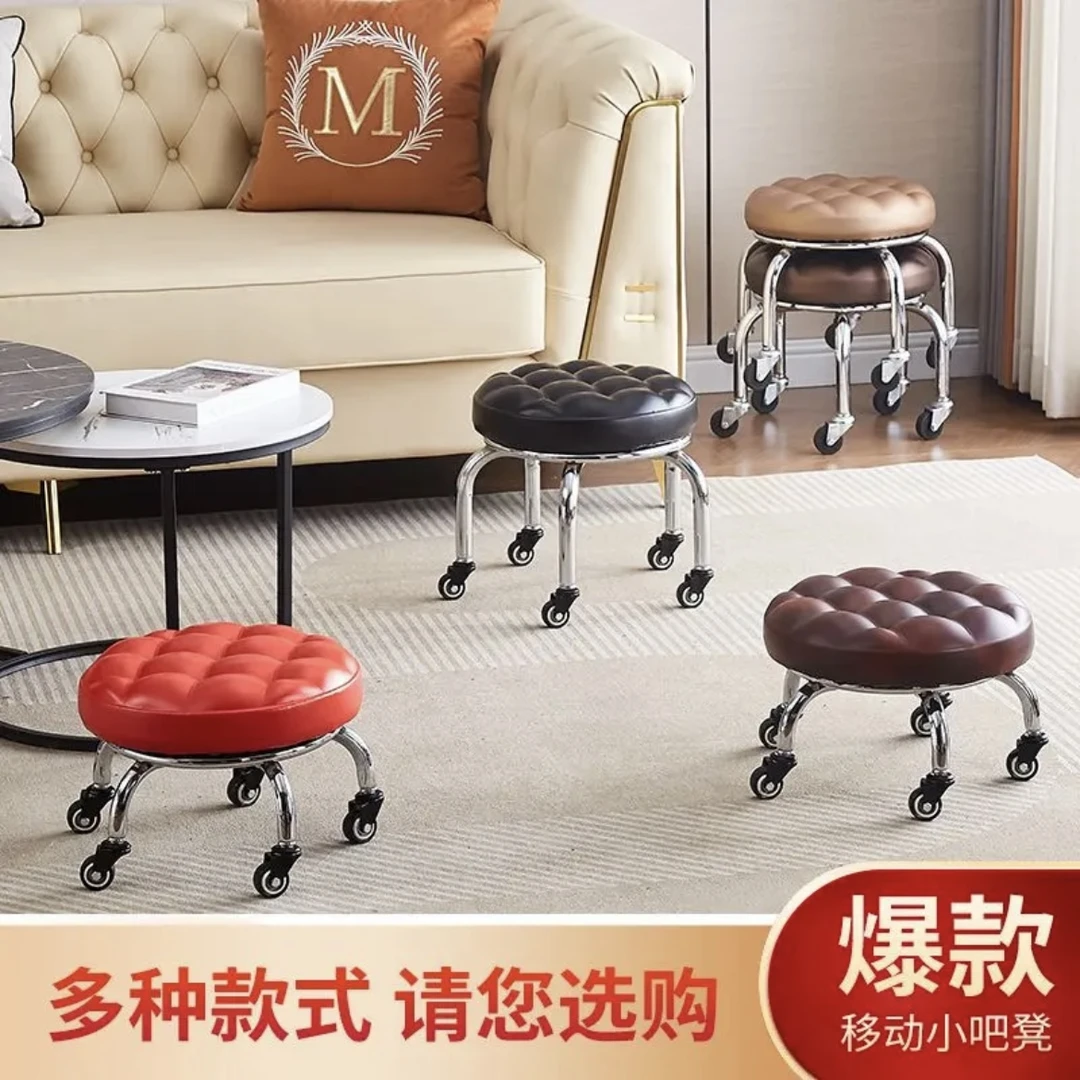 凳美式皮墩鞋凳凳子旋转客厅矮凳茶几椅子家用脚凳