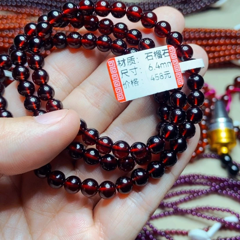 【闪购商品】未镶嵌手链石榴石6.4毫米