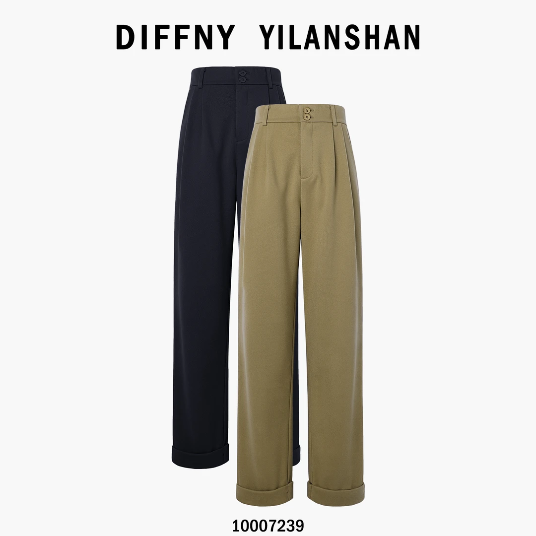 7239毛呢九分裤女秋冬新款高腰阔腿裤百搭小个子法棍裤宽松直筒裤