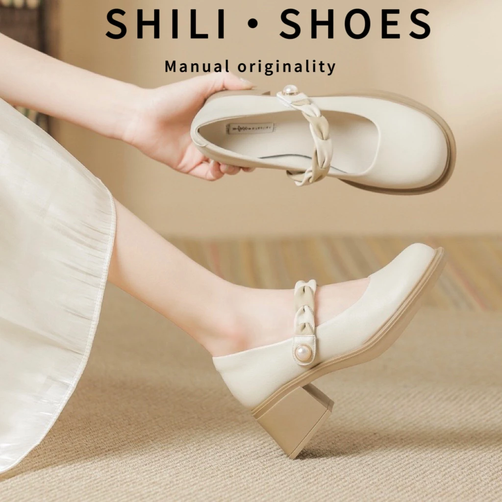 十里白色女2025年百搭春秋晚晚温柔法式单鞋玛丽珍鞋子女鞋