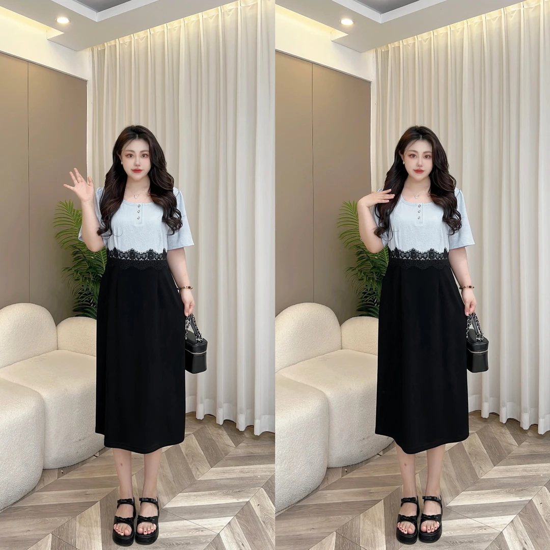 【玲胖胖 都灵学妹】新款宽松时尚百搭女显瘦大码连衣裙LPP61602