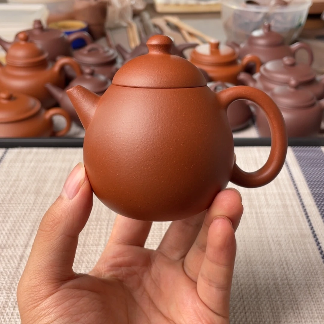 茶壶紫砂半手工红皮龙龙蛋壶150cc