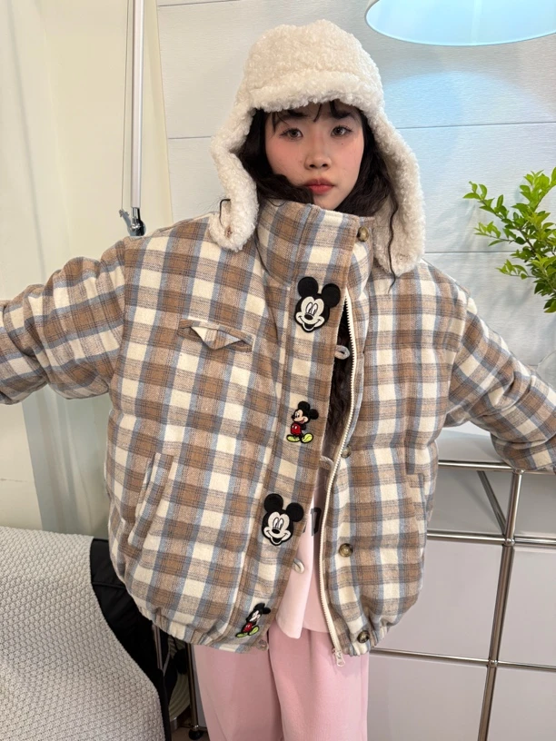 新款冬季美式复古宽松格子外套