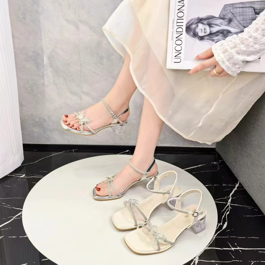 夏季时尚水晶跟亮钻蝴蝶凉鞋188-70