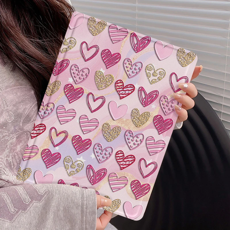 桃心图集iPad11平板保护壳air7带笔槽2025新款pro全包防摔mini7女