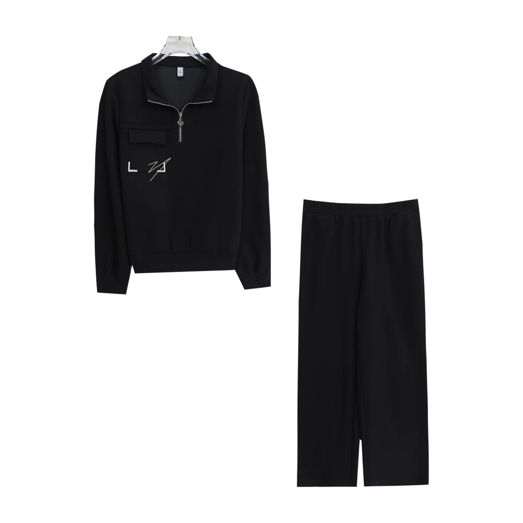 新款时尚半拉链卫衣洋气修身显瘦简约两件套S3017