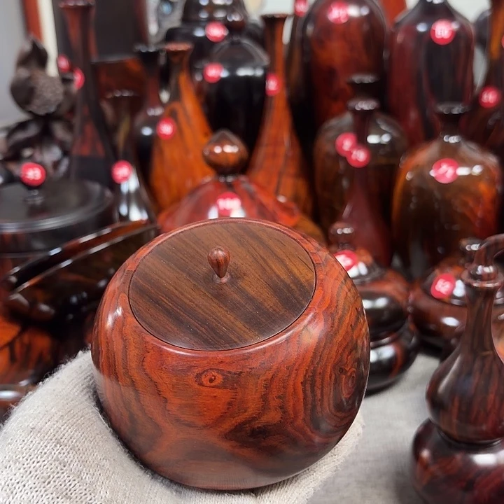 茶***8木大红酸枝苹果茶叶罐子一个