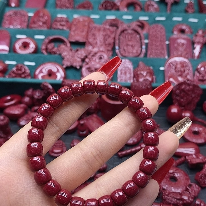 天然辰砂老刑手串8m