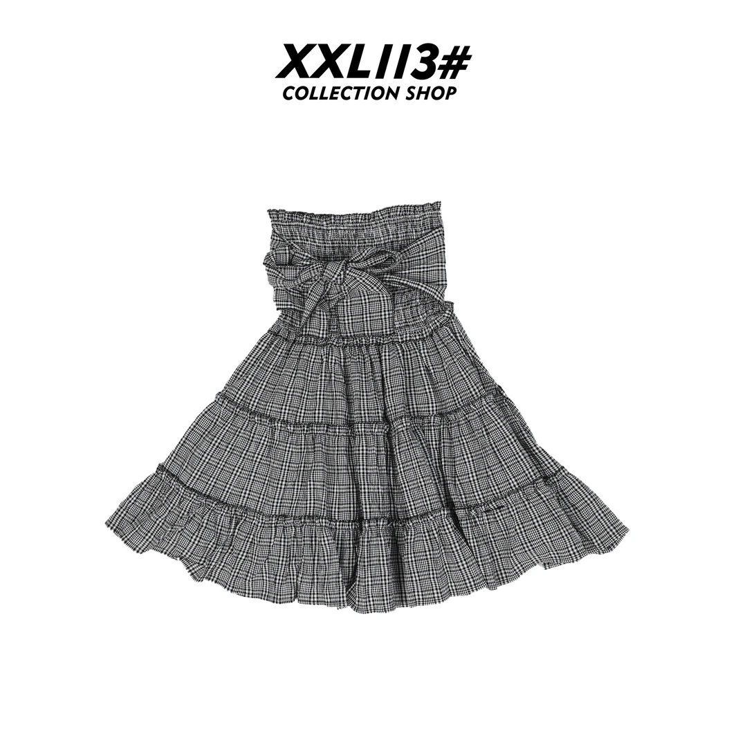 113* CENTRALIZED SHOP夏季少女风格纹A字裙吊带连衣裙X5F27E6229