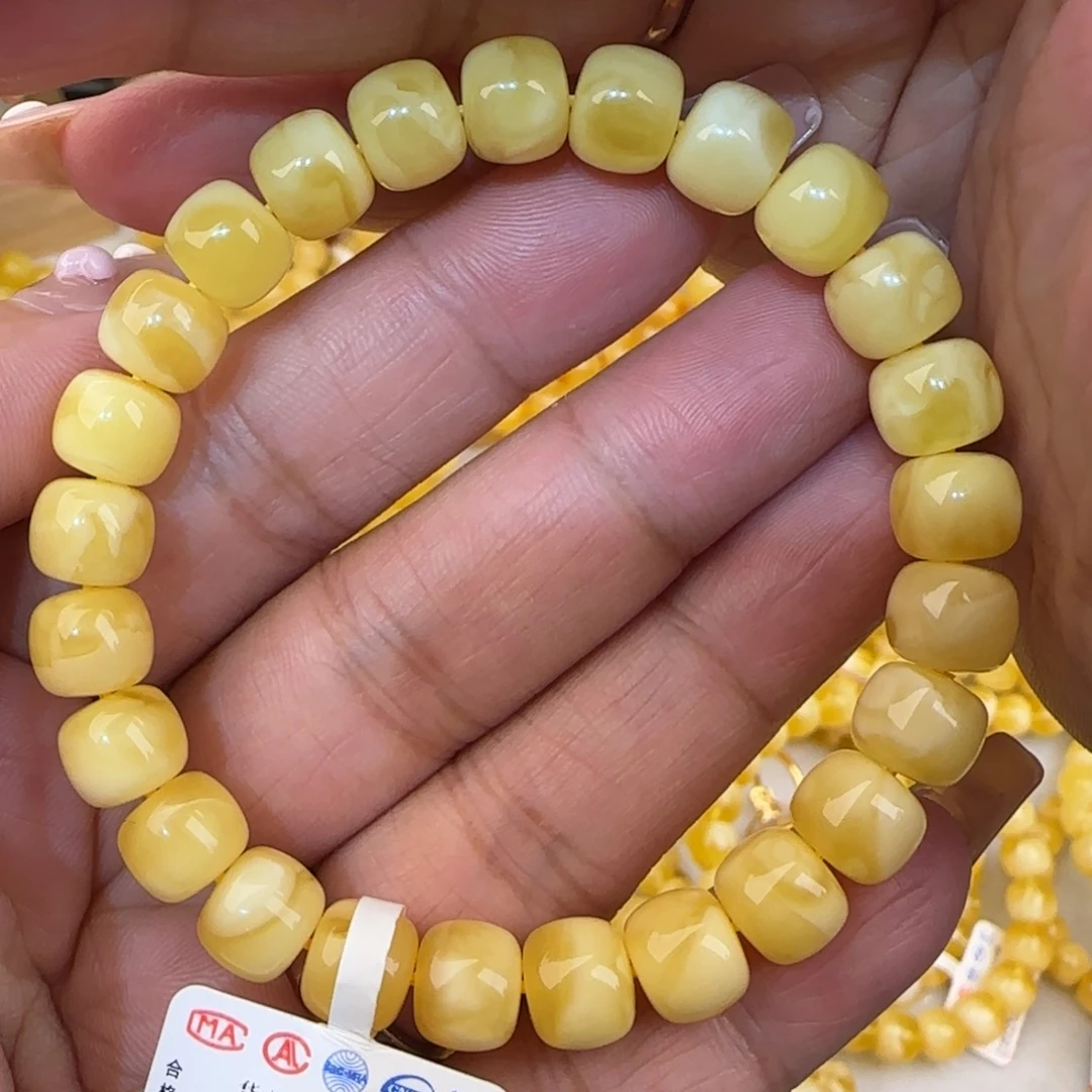 未镶嵌蜜蜡手链奶白花老型手串
