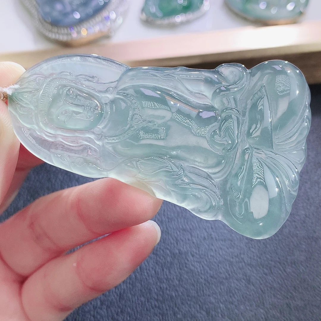 翡翠18K金镶嵌挂件翡翠