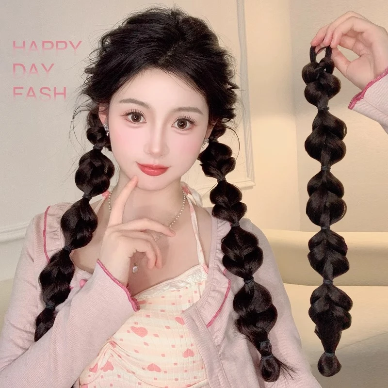 假发辫子自然麻花辫拳击泡泡辫女挑染马尾绑带式网红灯笼脏辫假发