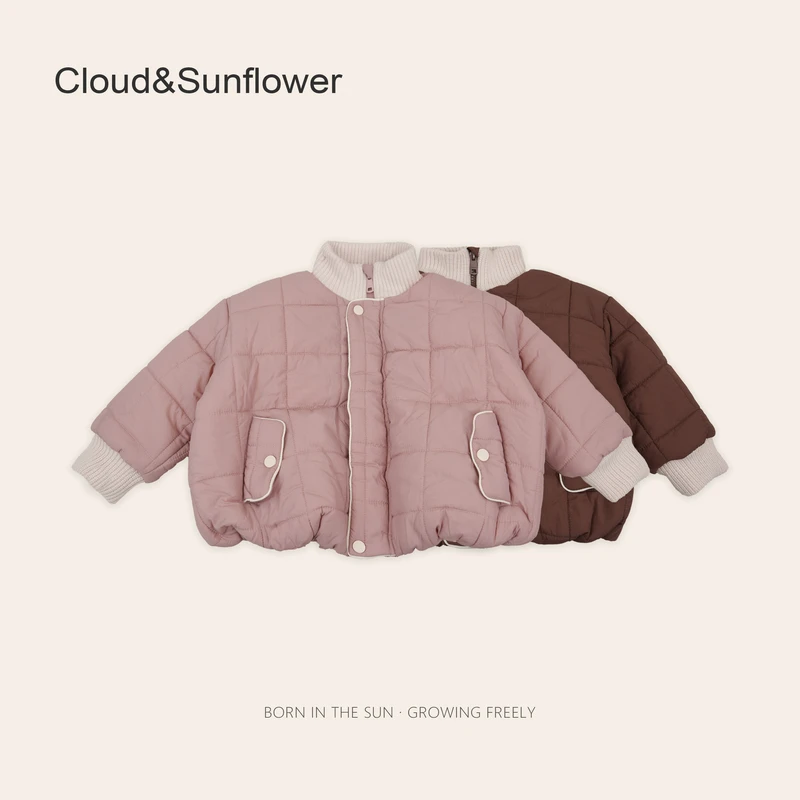 女童冬季加厚方格绗棉高领面包服1113098