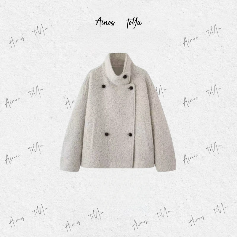 【艾家商场同款】2025年冬季新百搭立领羊羔毛外套上衣女4123