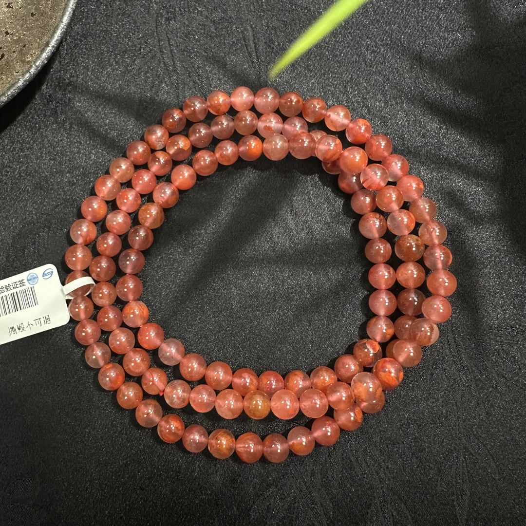 【小羊南红臻选】瓦西玫红火焰纹南红多圈HT88402/6mm多样性发货
