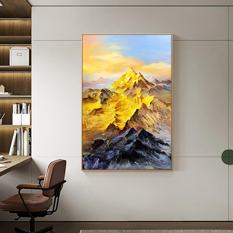 益师傅奢日照金山玄关走廊过道装饰画现代简约壁画挂画金山80120