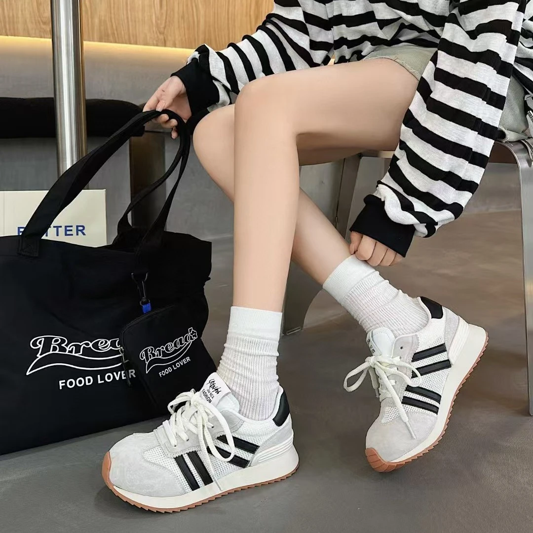 伊鹋鱼真皮卡皮巴拉德训鞋圆头老爹鞋防滑厚底夏季透网鞋休闲鞋