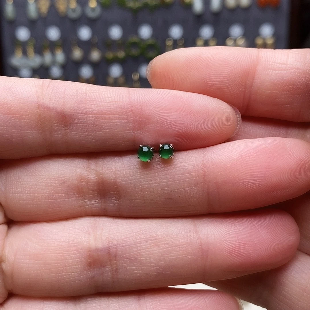 银S925镶嵌和田玉耳饰