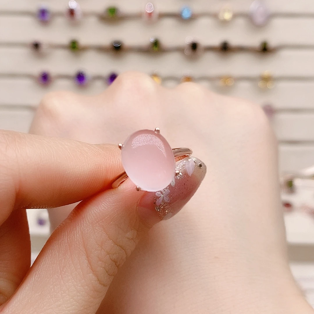 戒指银S925镶嵌芙蓉石戒指