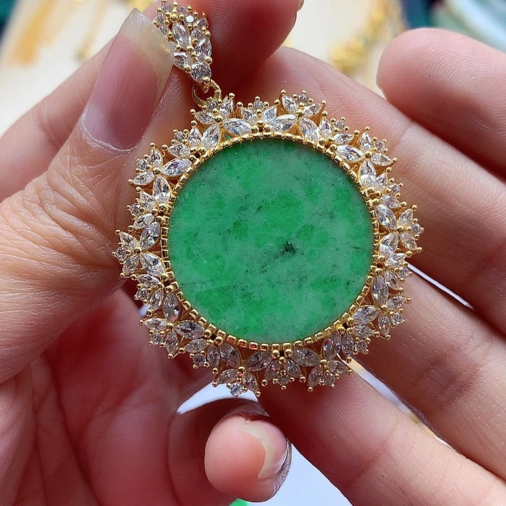 颈饰银S925镶嵌翡翠翡翠