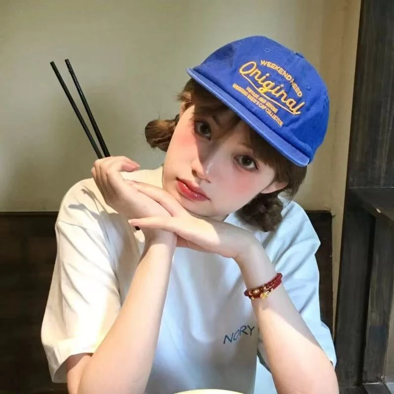 蓝色显白字母棒球帽子女款2025新款简约百搭韩版ins字母鸭舌帽