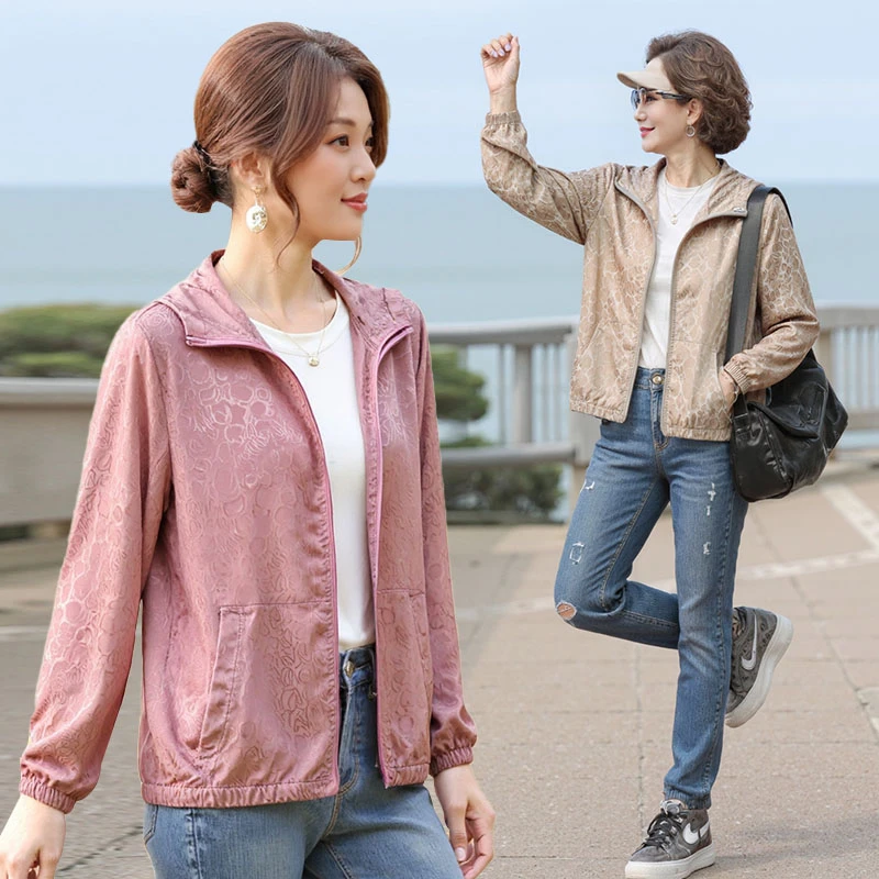 夏季新款中老年女装骑行防晒衣女上衣服薄外套50岁60夏装母亲洋气
