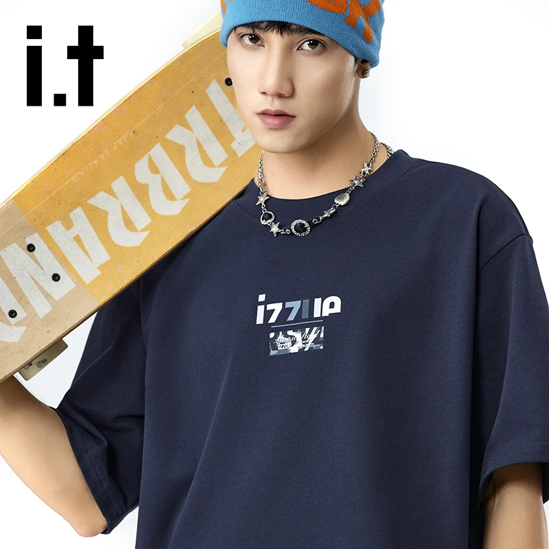 i.t izzue夏季美式潮流纯棉短袖T恤男女宽松百搭印花圆领半袖上衣