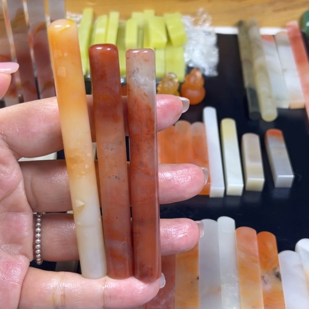 歪***哥青田石印石老挝石牙签×3