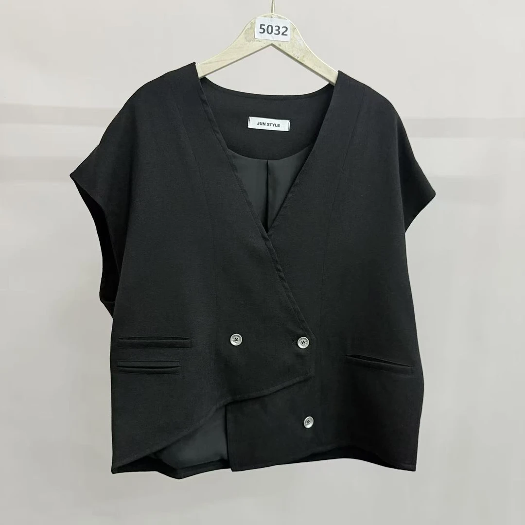 5032号88003#纯色假口袋马甲