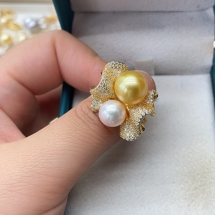 海水珍珠戒指银S925镶嵌