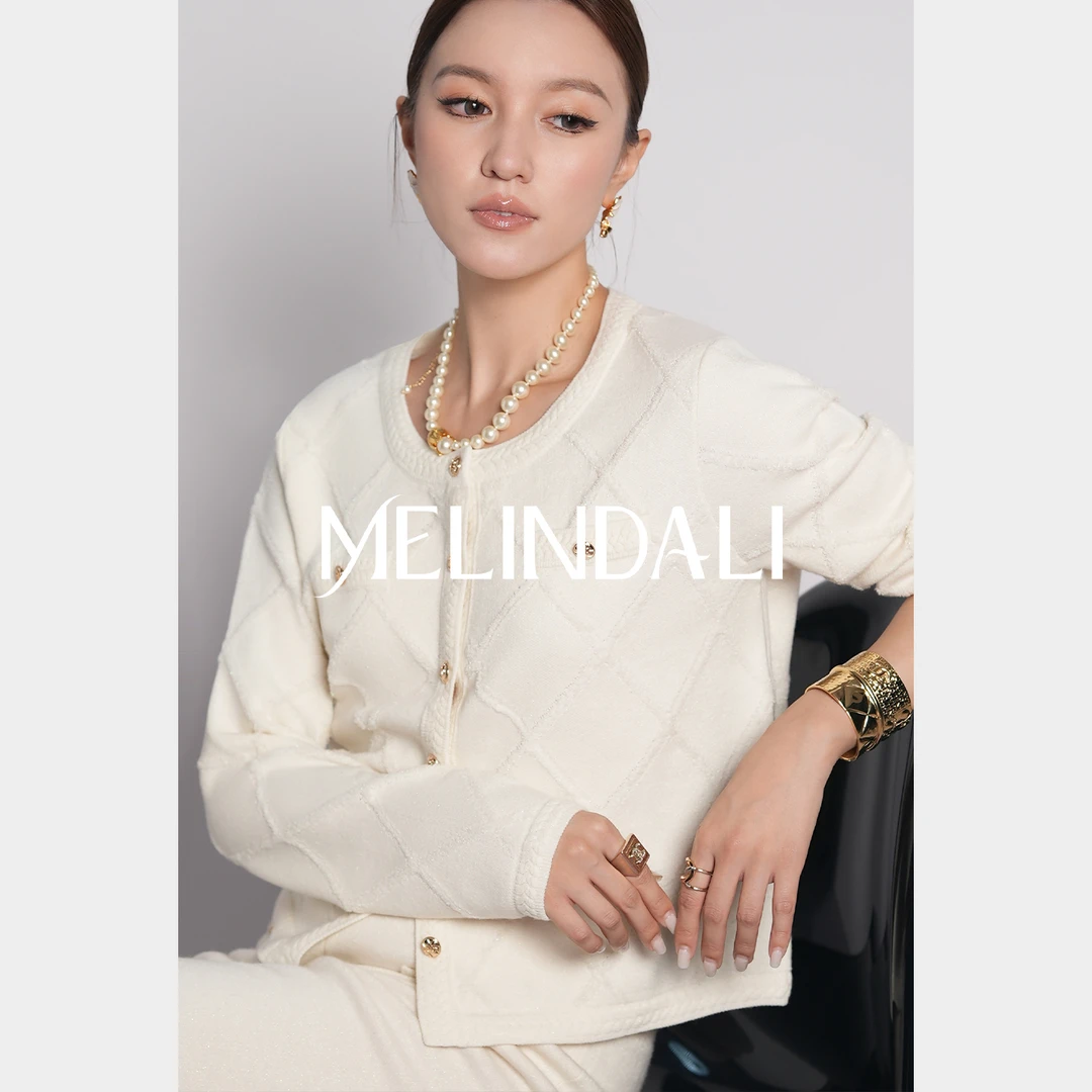 Melinda Li【香软套】48支绵羊毛幻彩葱小香风针织毛衣针织长裤套