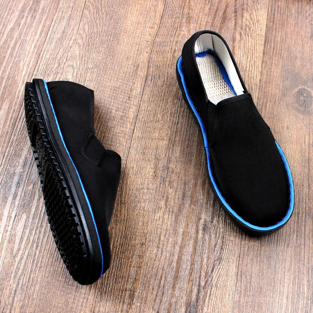 夏季2025新款老北京布鞋男士手工软底透气一脚蹬耐磨轻便工地休闲