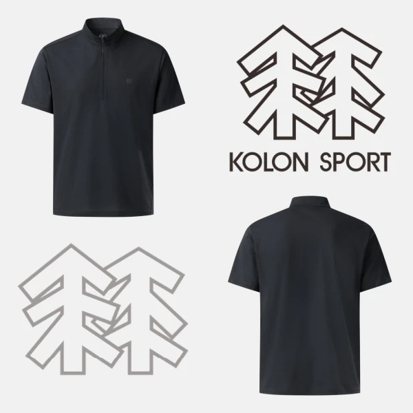 KOLON SPORT/可隆 SolarFlect冰感凉感防晒速干运动半拉链短袖T恤