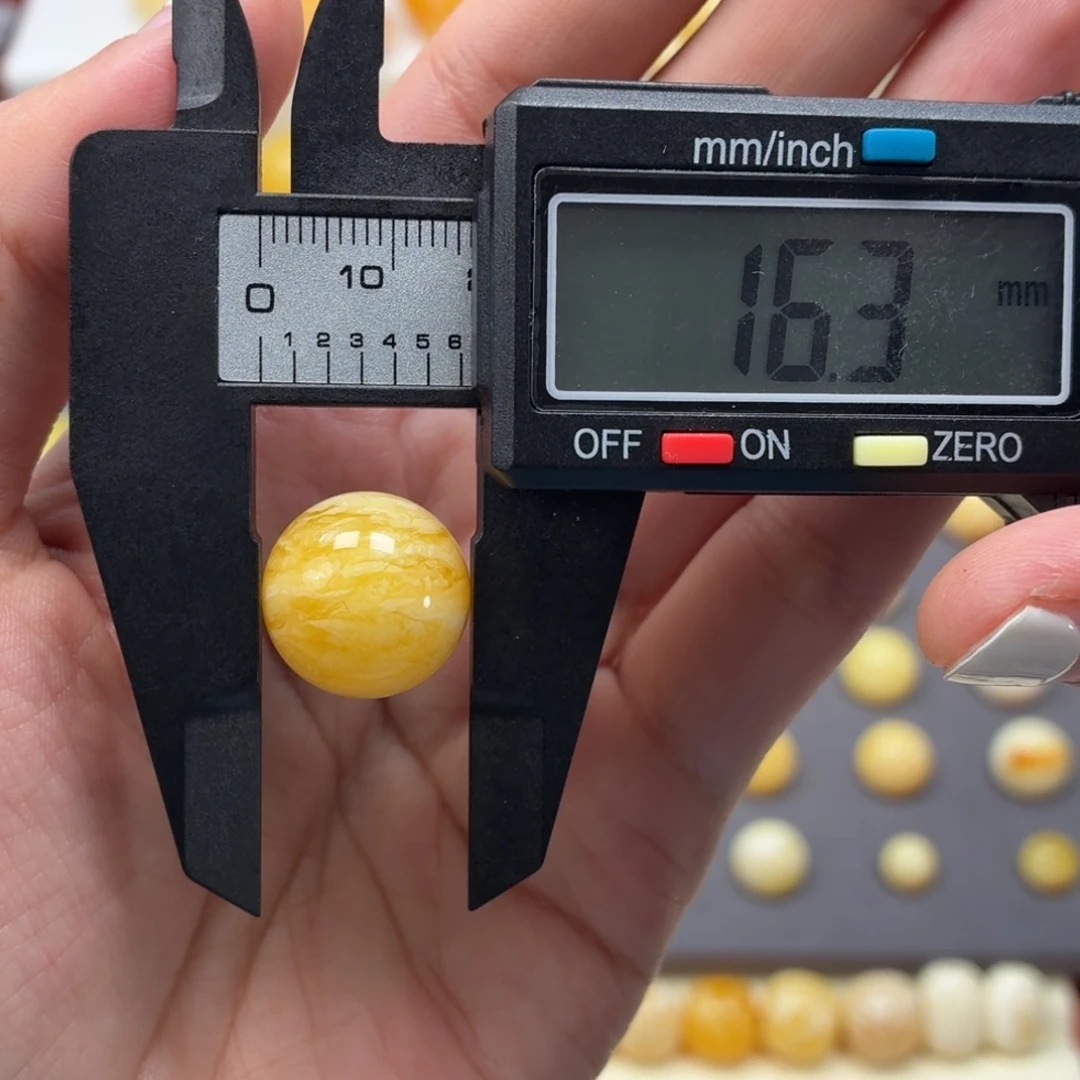 琥珀未镶嵌裸石焦皮虎皮纹16.3mm