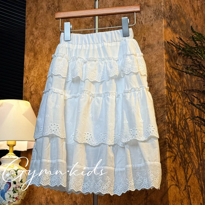 【恩恩爸】白色蛋糕裙女童夏季2025新款夏洋气公主半身裙中大童裙子