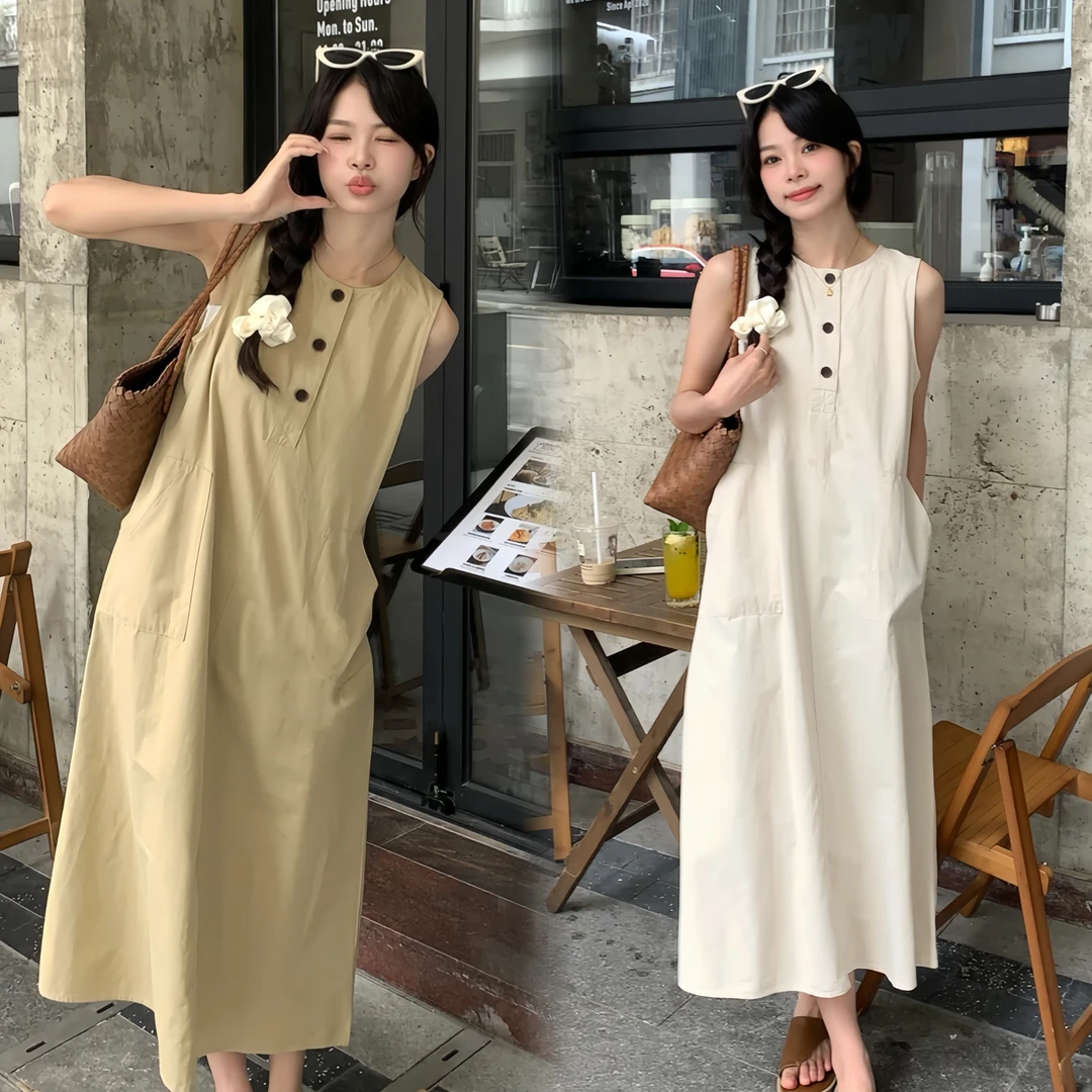 喜儿2025年无袖孕妇连衣裙＋黑开衫宽松大码孕期穿搭网红套装