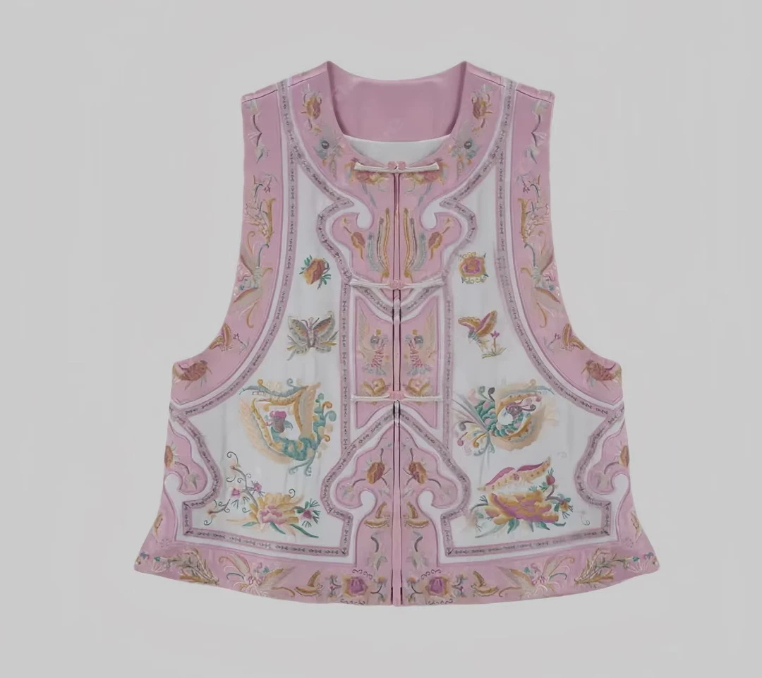 陈诺服饰宋锦——【凤羽蝶澜】新中式国风刺绣百搭气质马甲#678