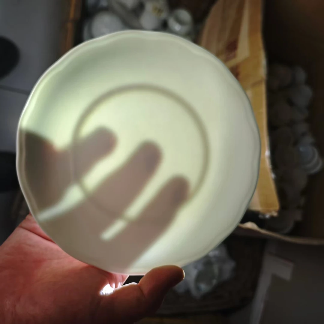 A925①】6.5英寸花边盘4只纯白唐山骨瓷家用餐具