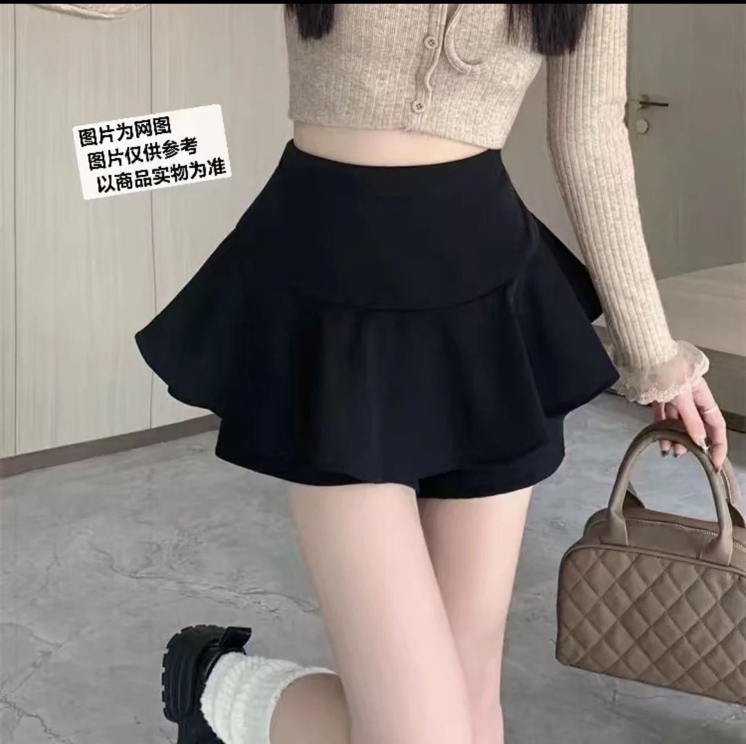 黑色jk蛋糕裙半身裙女秋季新款高腰显瘦小个子蓬蓬a字裙裤短裙子