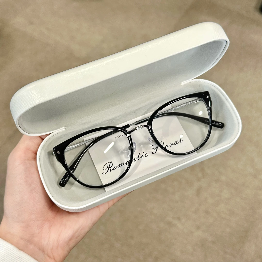 复古美式精致猫眼素颜女框俏皮全脸型可戴合金黑框可配近视Ti 39