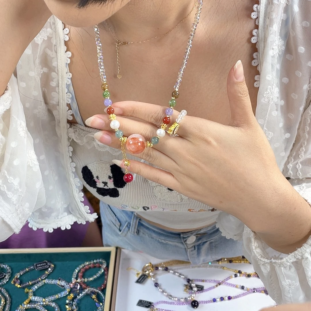 水晶手链银S925镀金镶嵌